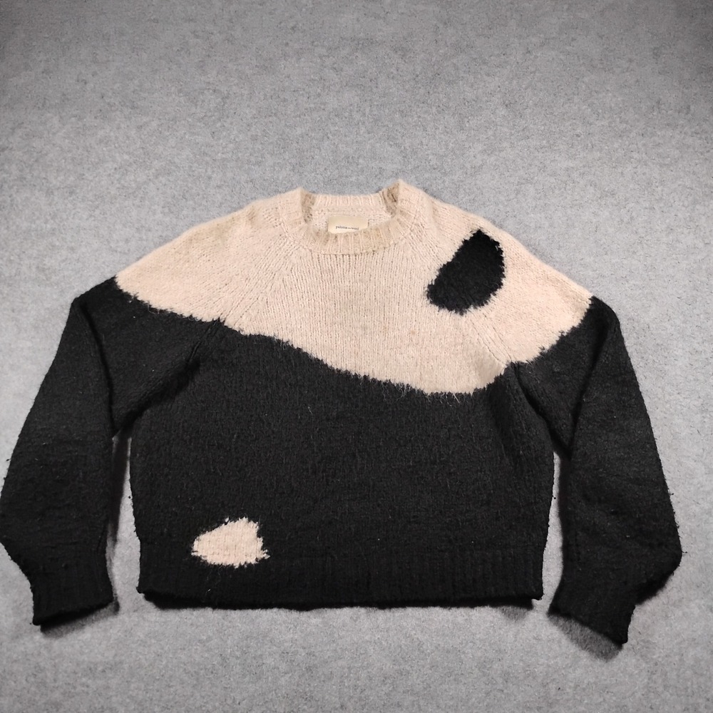 Paloma Wool Yin Yang Alpaca Wool Blend Intarsia Knit Sweater Black Cream